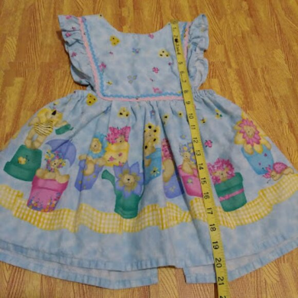 Daisy Kingdom Vintage Handmade Blue Floral Baby Dress and Bloomers Set Size 3/4 - Picture 6 of 14